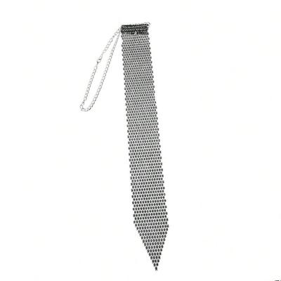Shiny Rhinestone Fishnet Tie For Women Fashion Luxury Diamond Wedding Banquet Feast Club Party Necklace Jewelry Accessories