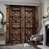 2pcs   2D Flat Scene Curtain Ancient Wooden Door Fabric  Without Electricity Birthday Party Use for Polyester Curtains Party