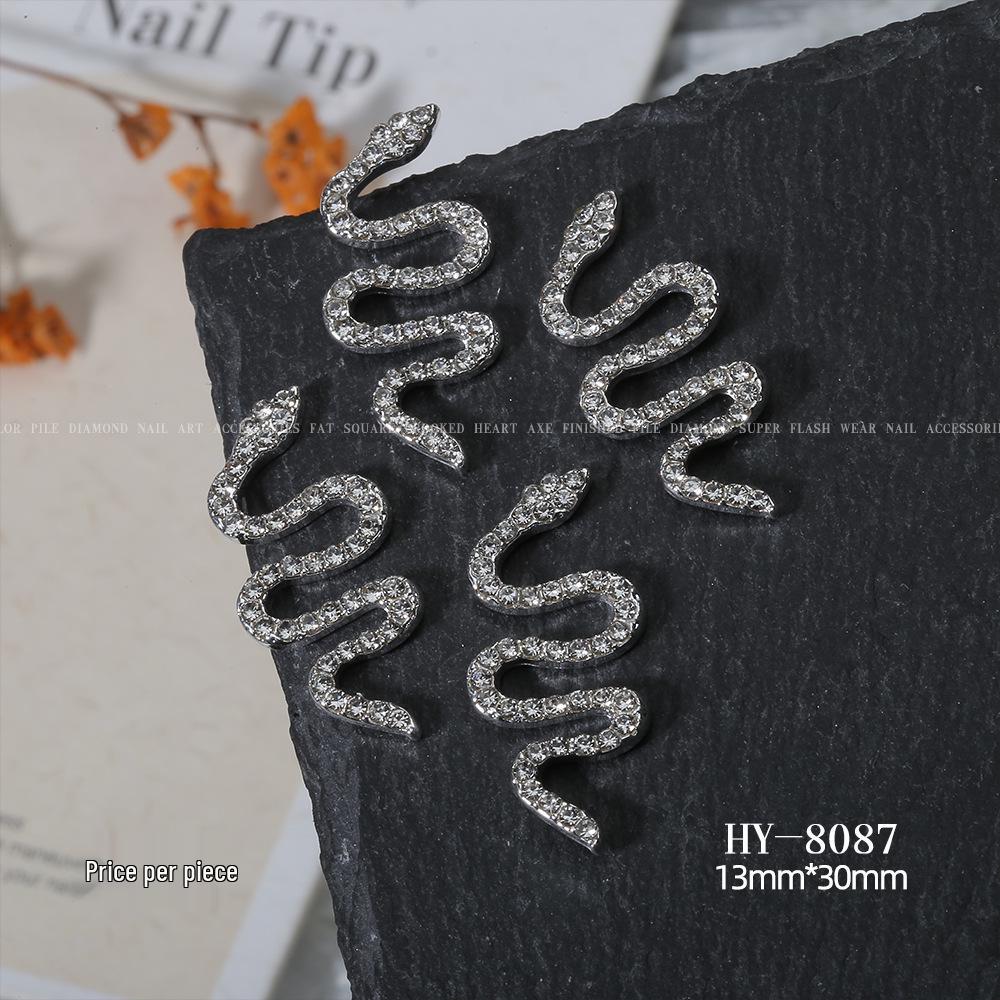 Shiny Rhinestone Snake-Shaped 3D Nail Art Accessories