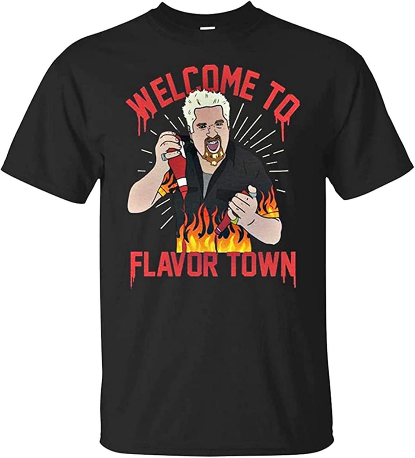 Men s Guy Fieri Welcome to Flavortown Funny Unisex Cool T-Shirts Black 4XL чёрный