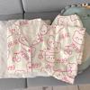 Cute Bear Cloud Cotton Pajamas Women'S Summer Short-Sleeved Trousers Sweet Loungewear Suit Can Be Worn Outside