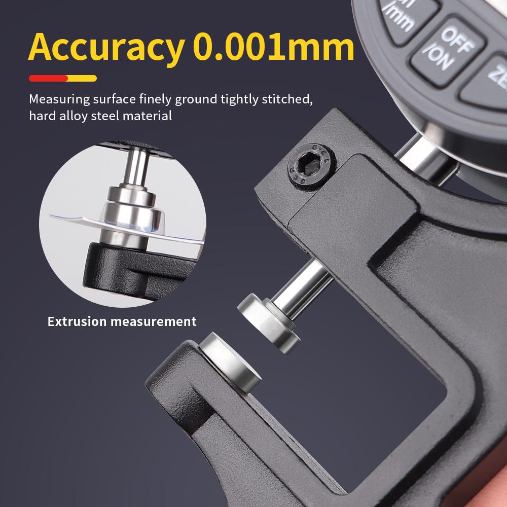 0.01/0.001mm 0-12.7mm Electronic Thickness Gauge LCD Display High Precision Digital Micrometer Thickness Meter