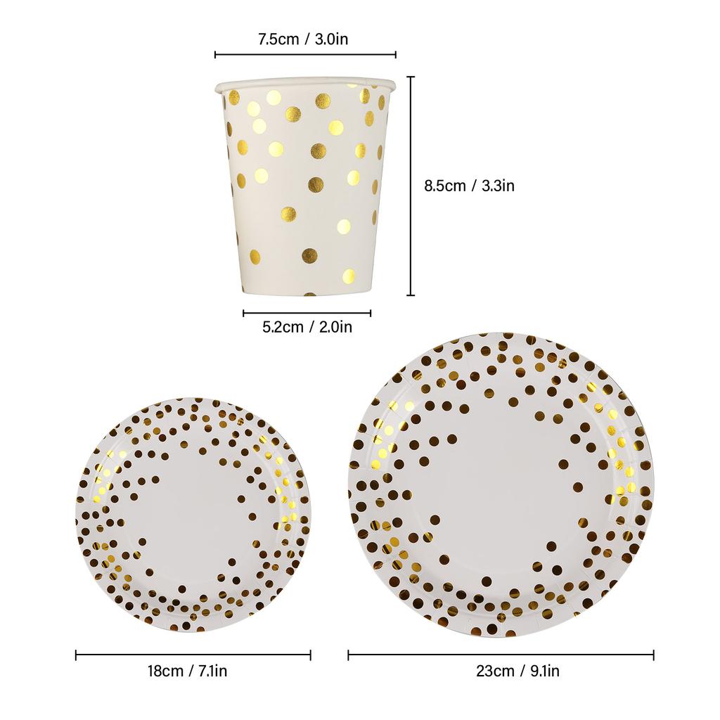 60pcs 9oz Paper Cups + 60pcs 7-inch Plates + 60pcs 9-inch Plates Set of 180pcs Disposable Drinkware