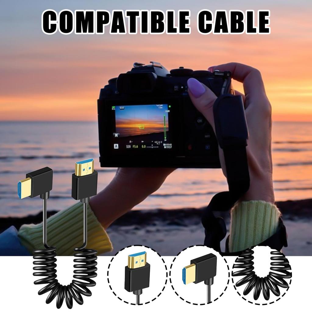 Camera Monitor Coiled Cable High Speed Support Monitor Screens Cable Compact Thin Spring Stretch Cord Supports For Photography