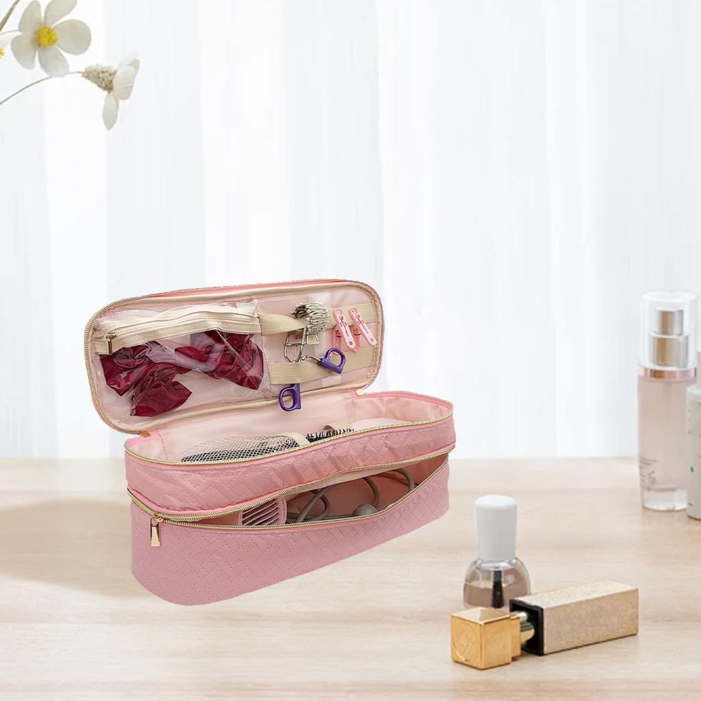 Reise-Tragekoffer für Haartrockner Doppellagige tragbare Aufbewahrungstasche für Haartrocknerbürste Stylingwerkzeug