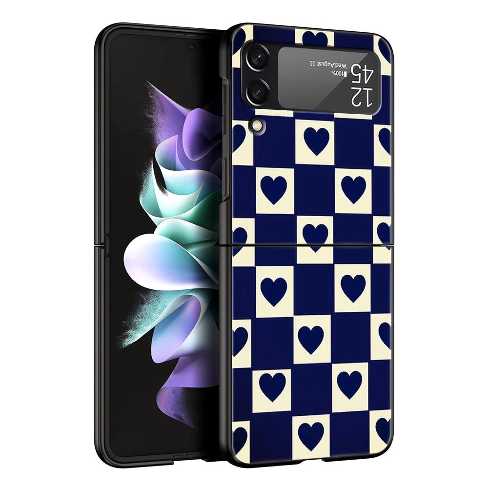 Schachbrett karierte Schachbrett Handyhülle für Samsung Galaxy Z Flip 3 4 5 6 Faltbar Für Samsung Z Flip4 Flip5 PC Hartschalenhülle