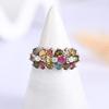 Natural Multi-Tourmaline Women Ring Flower Design 925 Sterling Silver Ring for Wedding Banquet Party Gift