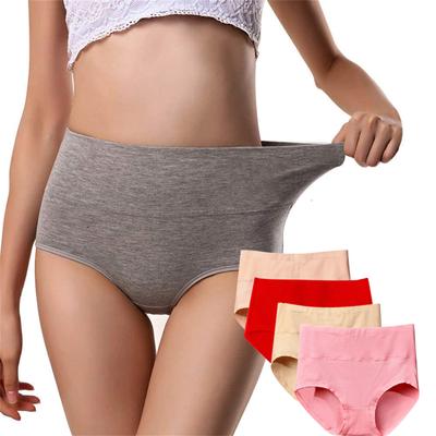4PCS vysoce elastické dámské spodní prádlo, měkká bavlna Vysoký pas Prodyšné jednobarevné Kalhotky Kalhotky pro ženy