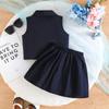 Girls' Pink Vest & Pleated Skirt 2Pcs Casual Outfit