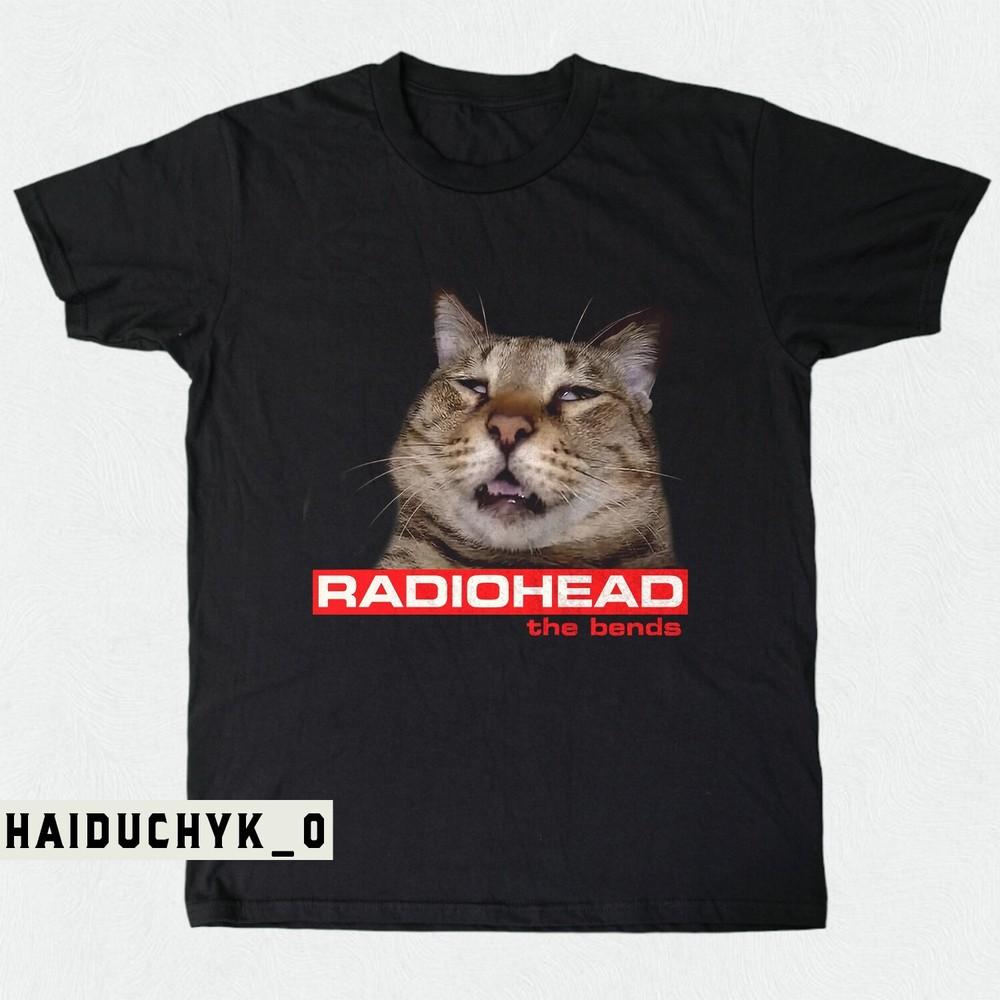Смешная футболка Radiohead The Bends Смешная футболка Radiohead Кот Унисекс Черная футболка S-5XL Унисекс Футболка S