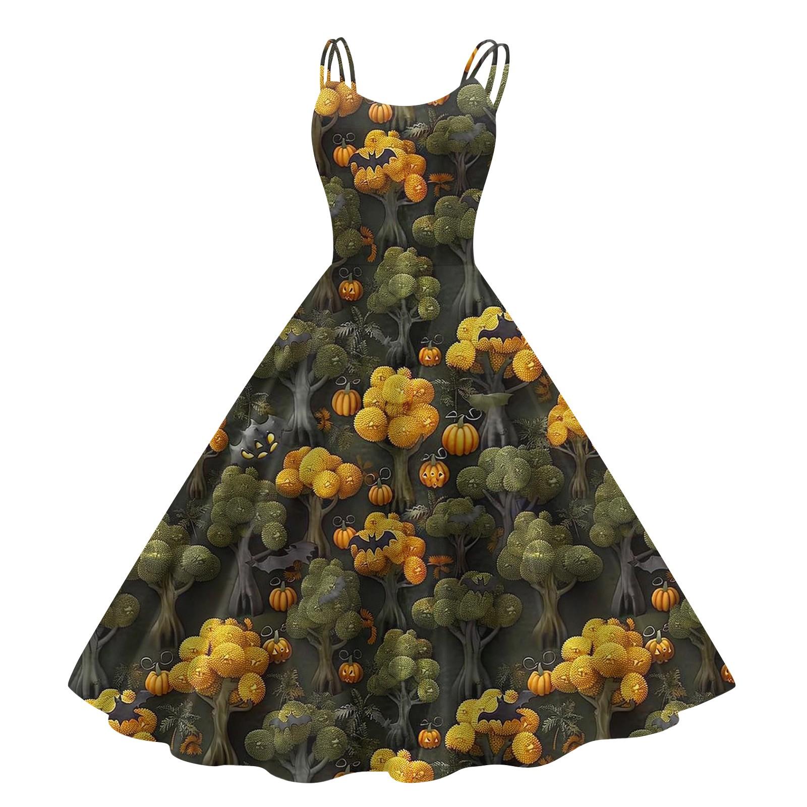 

Women s Fashion Casual Halloween Print Sexy Off Shoulder Punk Retro Dress XL Темно-синій