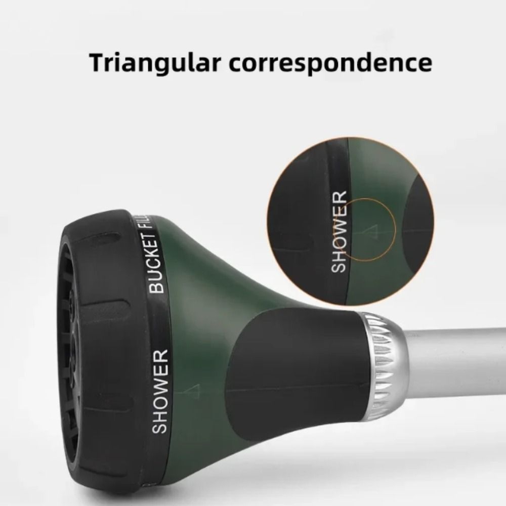 Long Handle Garden Hose Spray Showerhead Comfortable Grip 5 Spray Patterns Watering Sprayer Effort-saving Design Rubberized Grip