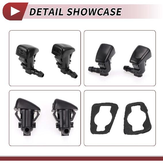 2pcs Windshield Washer Nozzle for Dodge Charger 2011-2018 for Chrysler 300 Front Windshield Spray Nozzles Wiper Spray Washer Jet No.5182327AA Black