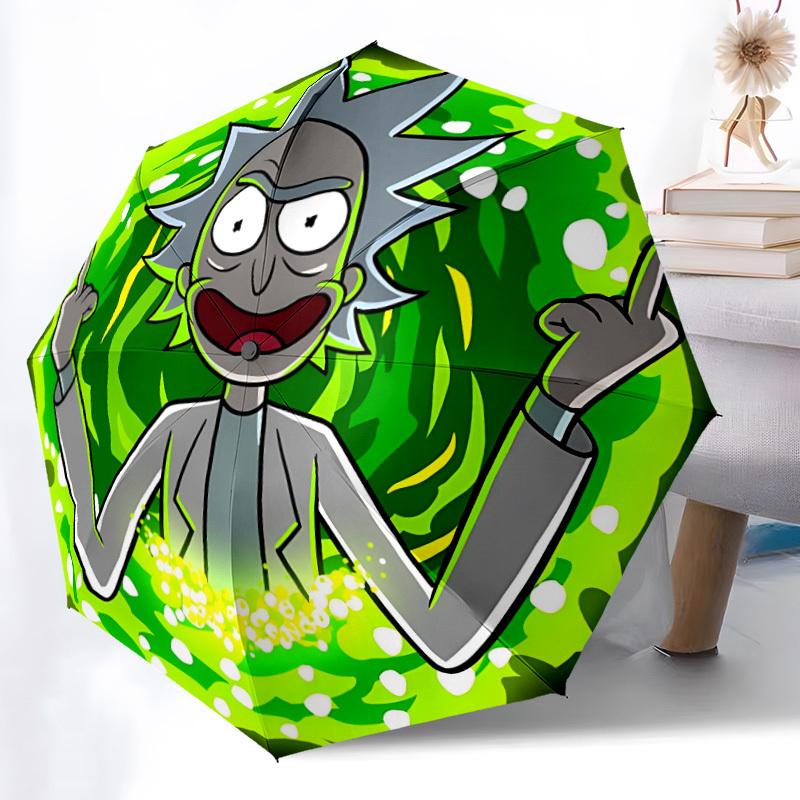 

1pc Rick and Morty Automatic Opening/Closing Folding Umbrella with 8 Ribs, Portable Sunshade Umbrella Birthday and Holidays gifts yy250105145