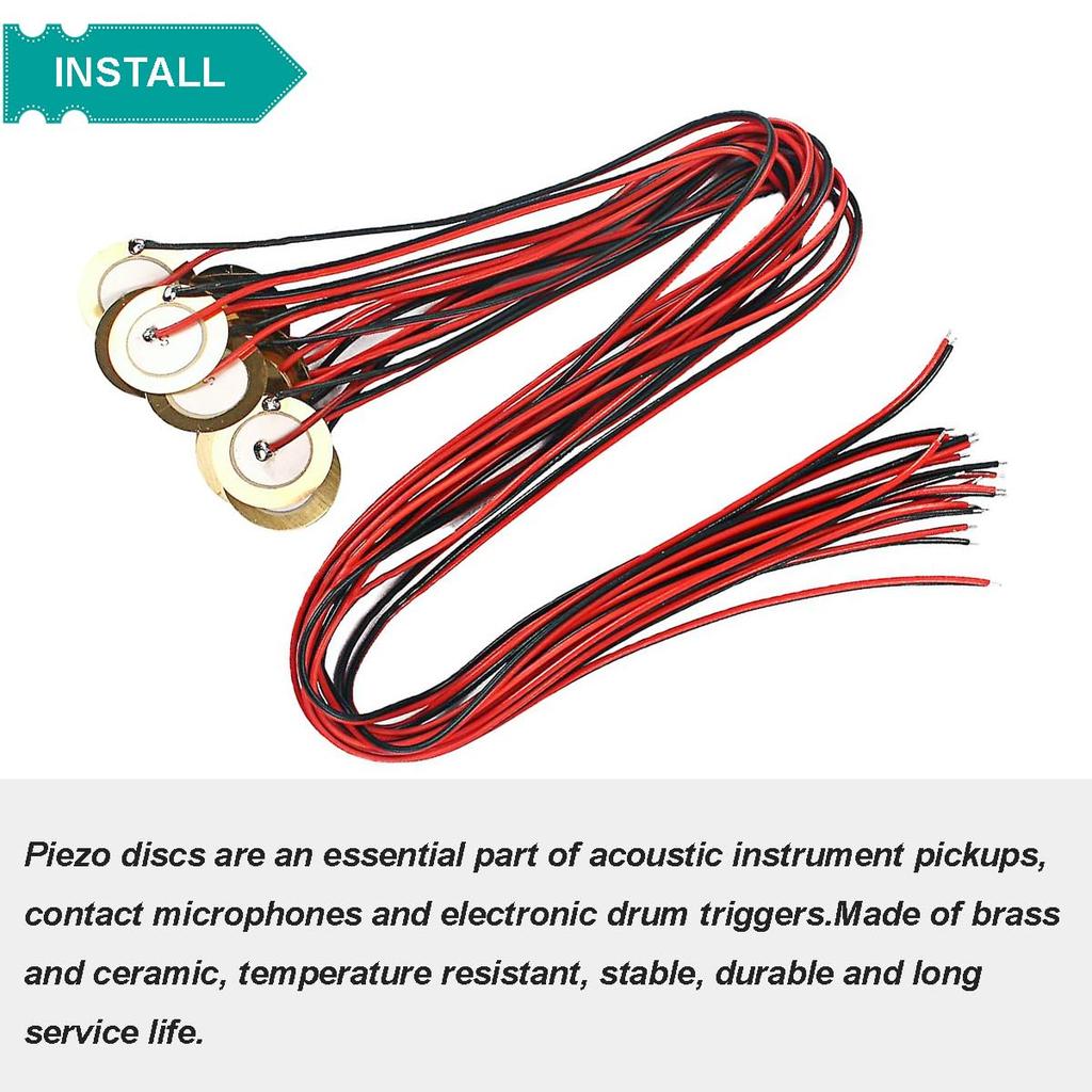DAOKAI 20pcs 27mm Piezo Disc Piezo Pickup Reed Piezo Amplifier Disc Microphone Drum Trigger Acoustic Pickup with Buzzer with Adhesive Foam Sticker for