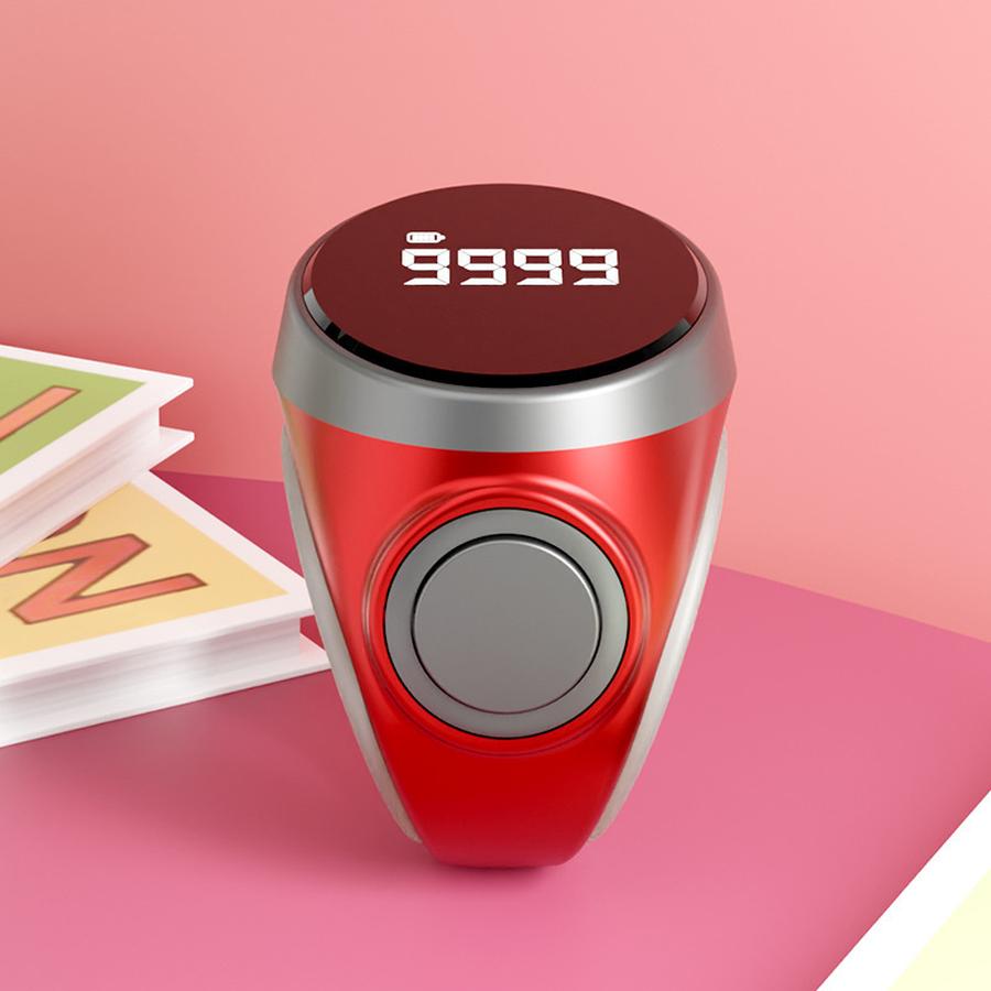 2 pcs New S9 Counter Press Night Light Ring Finger Ring Charging Smart Electronic Digital Manual Recorder