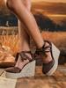 European & American Spring Fashion Wedge Strappy Sandals, Closed Toe, Plus Size, Women's High Heels.