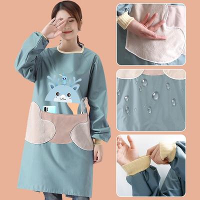 Tablier de cuisine Jinghuisichuang [Résistant aux taches, Imperméable à l'huile, Manches longues] Lavable Durable Blouse de travail pour femme JH0808