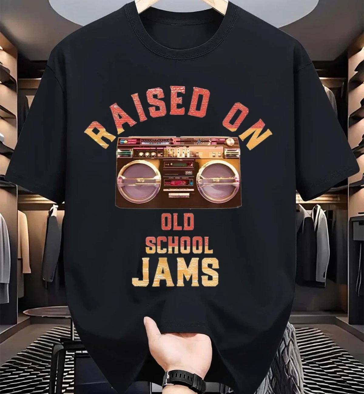 Men S Retro 80s 90s Music T-Shirt | Raised on Old School Jams Boombox and Casset XXXXL
