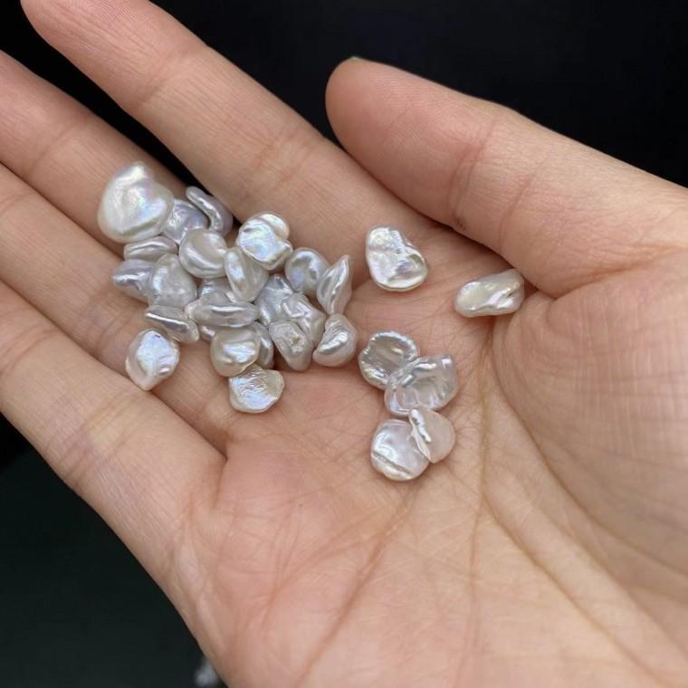 Irregular 7-8mm Bright Silver Freshwater Pearl Beads for DIY Jewelry