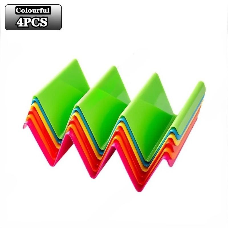 4PCS Taco Holder Mexican Pancake Rack  Multicoloured Wavy Taco Holder Tortilla Tray Food Tray Rack Kitchen Baking Tools