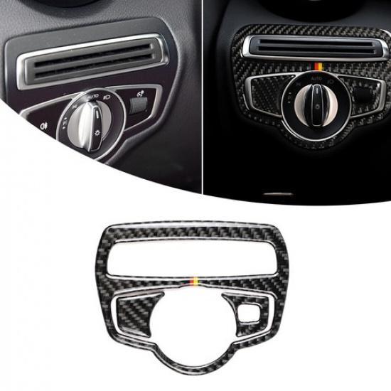 Auto Real Carbon Fiber Head Light Control Switch Panel Trim For Benz GLC C Class
