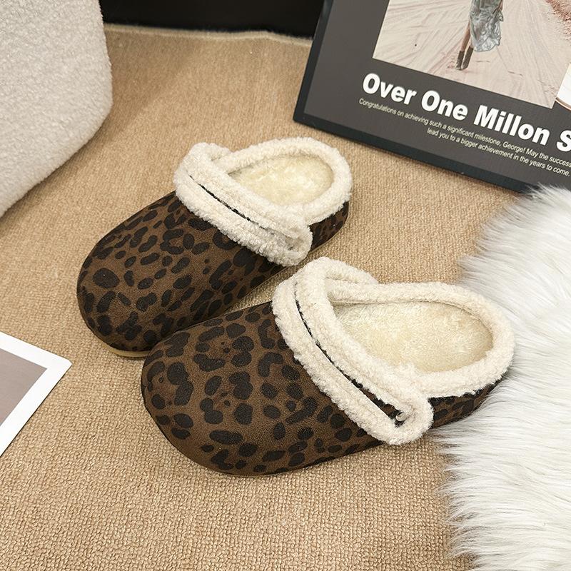 Women's Baotou lightweight and comfortable a footstirrup heightening winter warm cold padded non-slip wear-resistant leisure cotton slippers