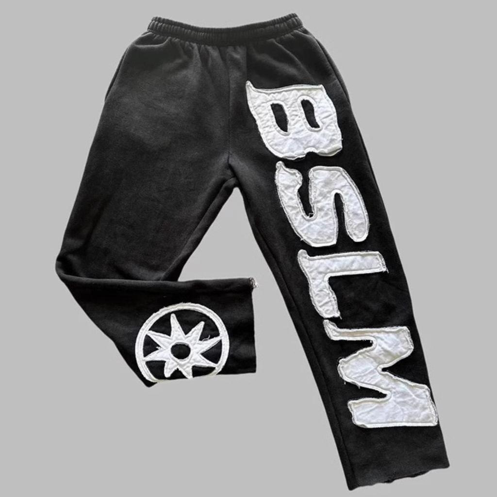 FlowStreet Herren Damen Herbst Winter Hosen Neuer Hoodie Personalisierter Street Style Harajuku High Street Hip-hop Buchsticken Mode Lässig