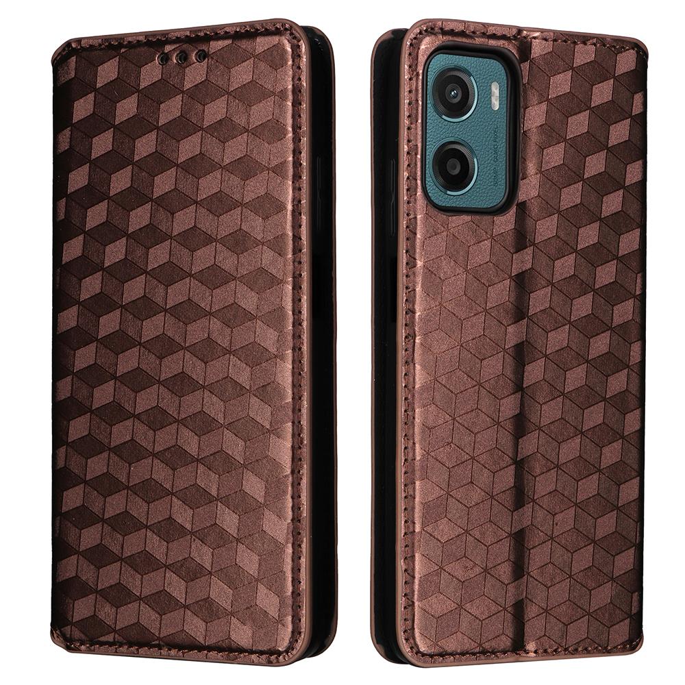 Dla Motorola Moto G05 4G/E15 4G Etui Portfelowe Skóra Wytłaczana w Romby Pokrowiec na Telefon