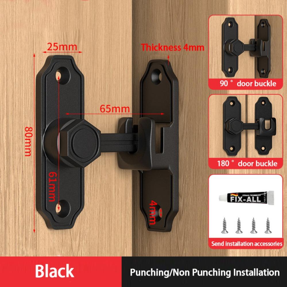 

Противоугонная дверная защелка, замок для ящика без сверления, высококачественная дверная задвижка, бытовая Black