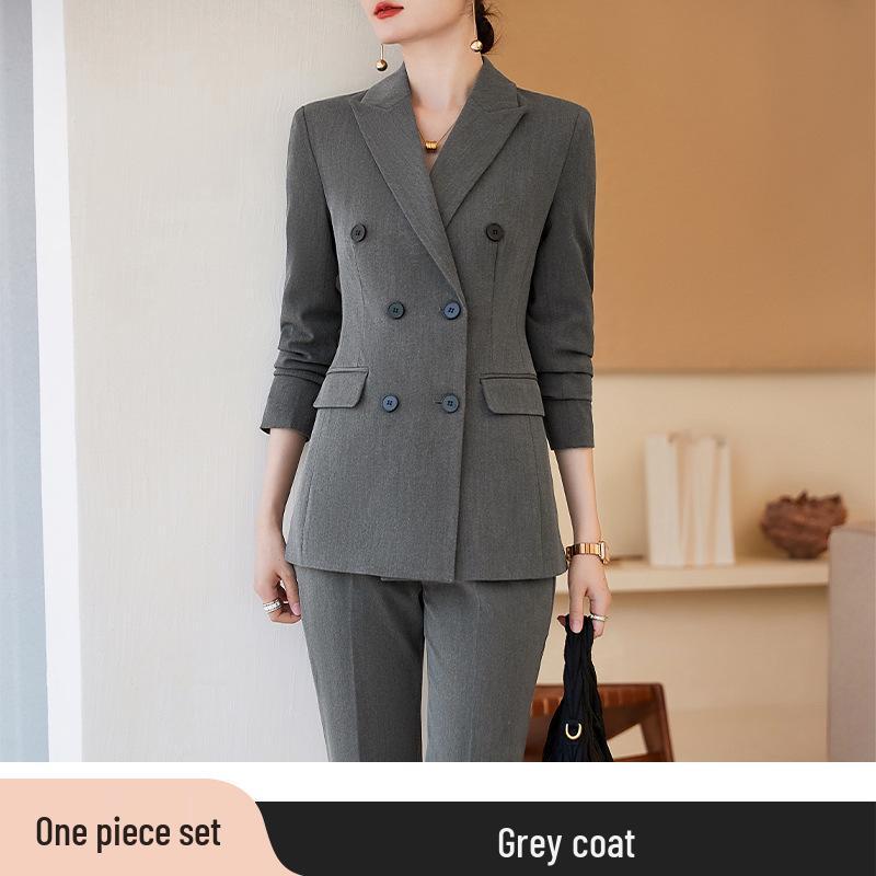 

Женский двубортный пиджак темно-синего цвета - Осень/Зима 2023 Профессиональный стиль 4XL