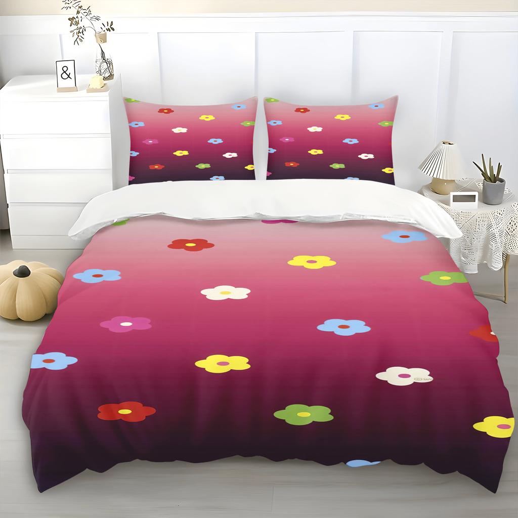 2/3Pcs Cartoon Girls Bedding Set Cute Duvet Cover Childlike Vivid Colors Innocence Bedroom 100% Polyester Adult Gift