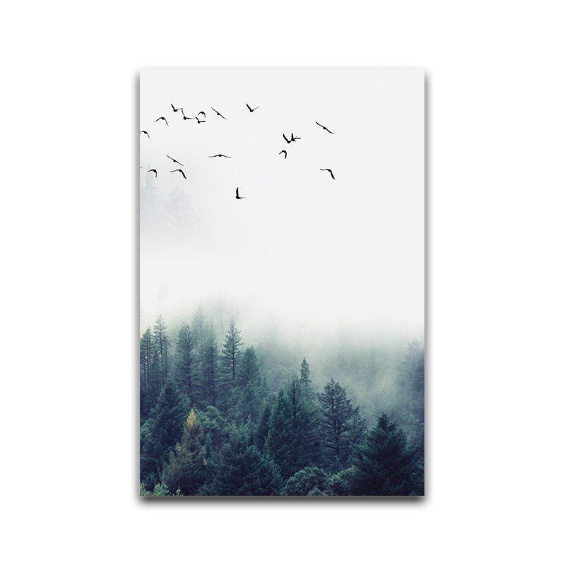 Cornice in Legno Massello Paesaggio Forestale Astratto Arte da Parete Quadro Pittura su Tela Stampa Poster Decorazione Quadri d'Arte da Parete Decorazione Soggiorno