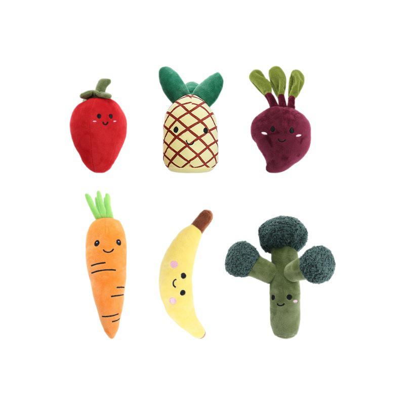 Plüsch-Quietschspielzeug für Haustiere in Gemüse- und Obstform für Hunde