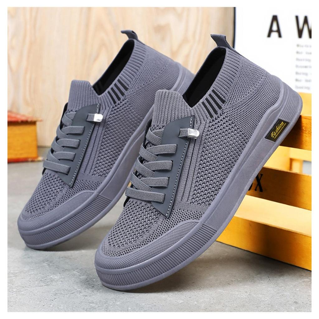 Men's New Fashionable Casual Shoes, Fly Woven Mesh Panel Shoes, One Foot Soft Soled Flat Shoes