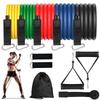 TPE 11-Piece Resistance Bands Set with Markings, Carabiner, Pulley Hook, Multifunctional for Home Fitness