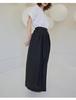 High-Waisted French Retro Linen-Cotton Wide-Leg Cropped Pants with Crinkled Texture