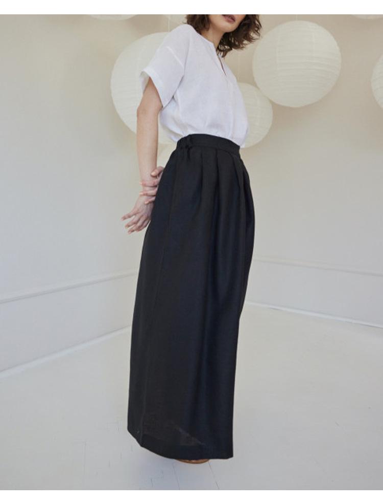 High-Waisted French Retro Linen-Cotton Wide-Leg Cropped Pants with Crinkled Texture