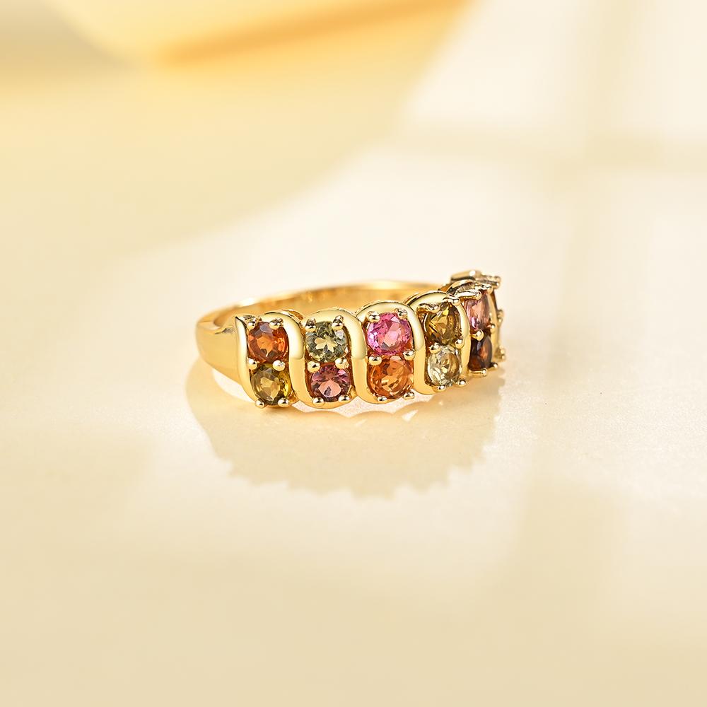 Gorgeous Natural Color Tourmaline Gems 925 Sterling Silver Elegant Rings for Women Wedding & Anniversay fine Jewelry gift
