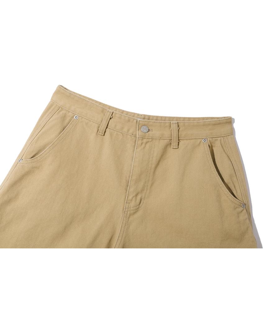 BASEMOMENT Cinch Back Curved Washed Twill Pants Beige