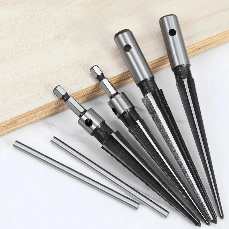 T-handle Taper Reamers for Woodworking Hexagonal Tapered Hex Reamer Bridge Pin Hole Handheld Conical Reamer Cutting Tool