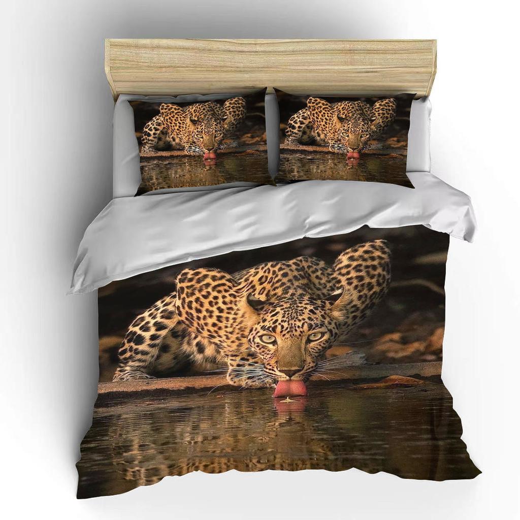 Neues Leoparden-Bettwäscheset 2023, 3D-Tierdruck, Bettbezug, Schwarz-Weiß, Luxus-Heimtextilien, Queen- und Kingsize, für Erwachsene und Kinder