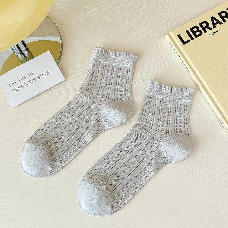 Women's Summer Thin Mesh Thin Breathable Lace Mid Tube Socks