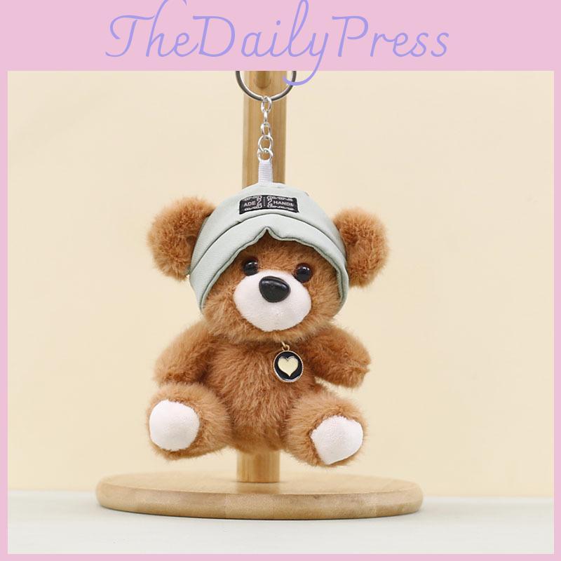 Plush Bear Pendant Keyring With Hat And Heartshaped Necklace Design Kids For