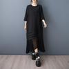 Plus size black cotton vintage floral new in dresses for women casual loose long summer dress