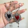 Gothic Rock Black Heart Pendant Love Chain Necklace For Women Men Y2K Personalized Halloween Charm Grunge Jewelry Accessories