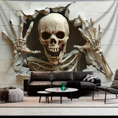 3D Skeleton Wall Tapestry Perfect for Home Décor Adding a Touch of Gothic and Spooky Charm To Your Living Space