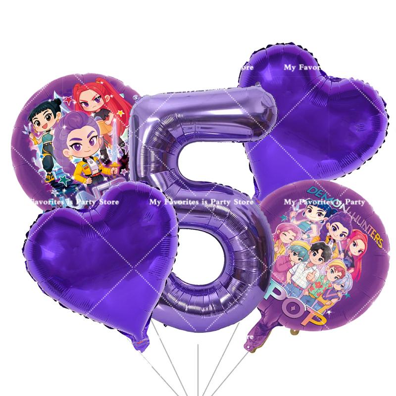 Kpop Demon Hunters Children Birthday Party Decoration Ball Number Digit 1-10 Balloon Set Baby Shower Supplies Gift Toy s Round Sensory Compression