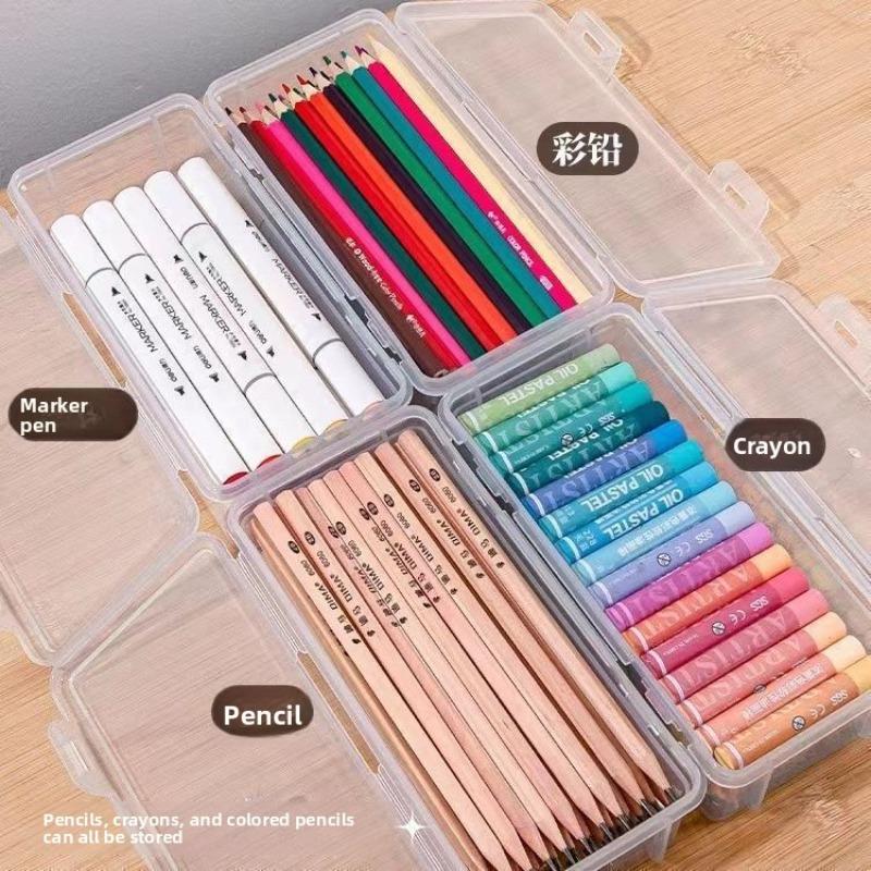 Transparent Large-capacity Pencil Case for Organizing Stationery Plastic Box Student Paint Box Stationery Case