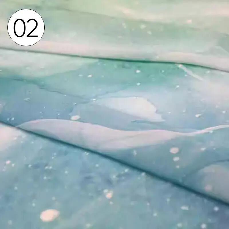100x150cm Gradient Chiffon Fabric Retro Hanfu Jade Patterned Fabric Multicolor Printed Fabric Doll Cloth Craft Dress Supplies